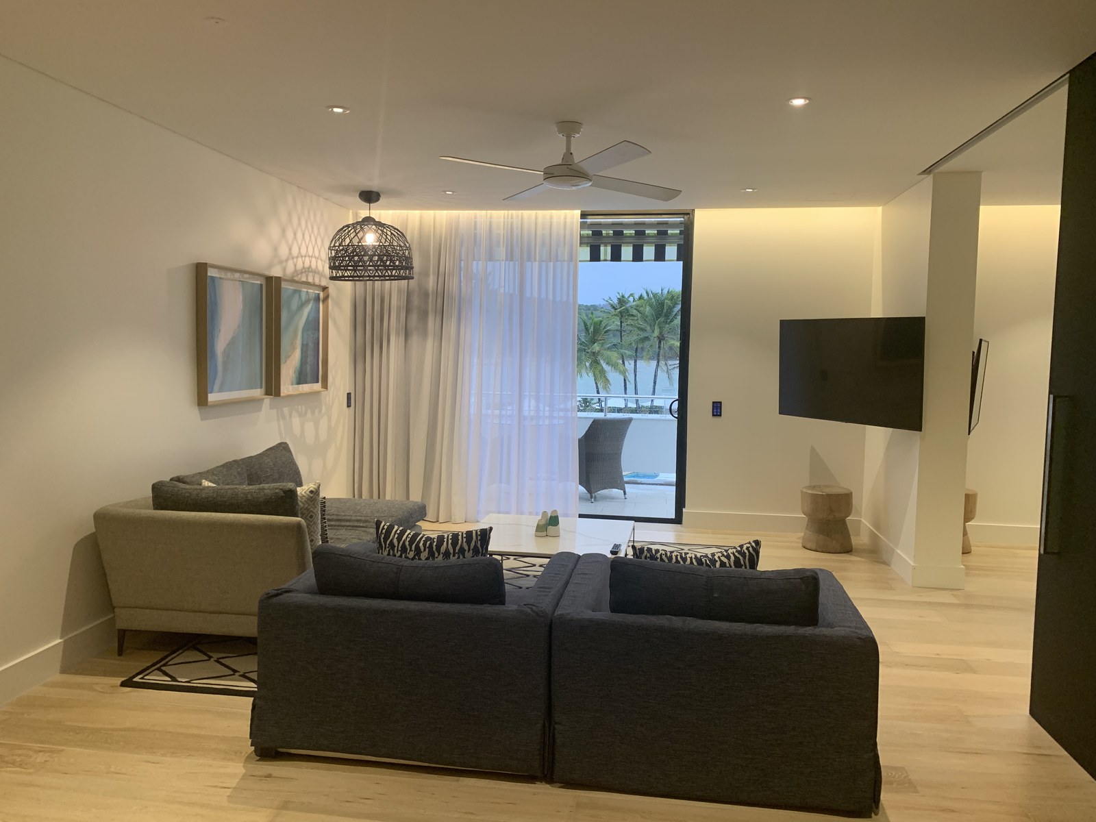 Living room looking out to the balcony